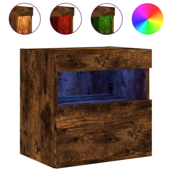TV-Wandschränke mit LED Räuchereiche 40x40 cm, 2er-Set