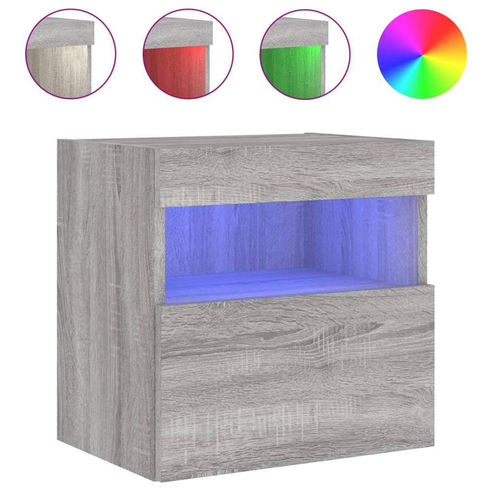 Grauer TV-Wandschrank mit LED
