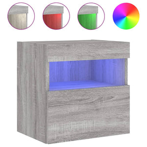 Grauer TV-Wandschrank mit LED