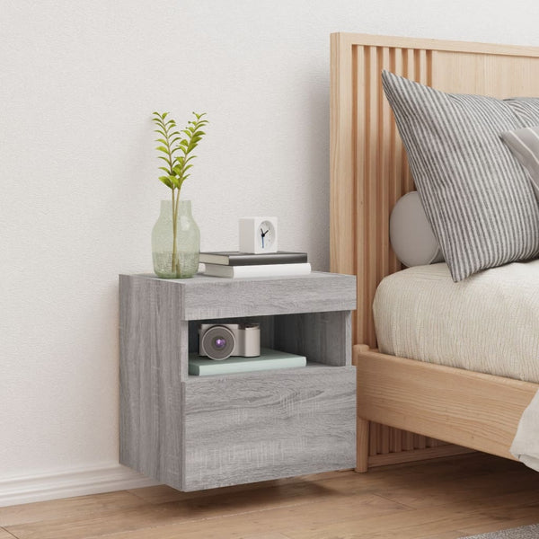 Grauer TV-Wandschrank mit LED