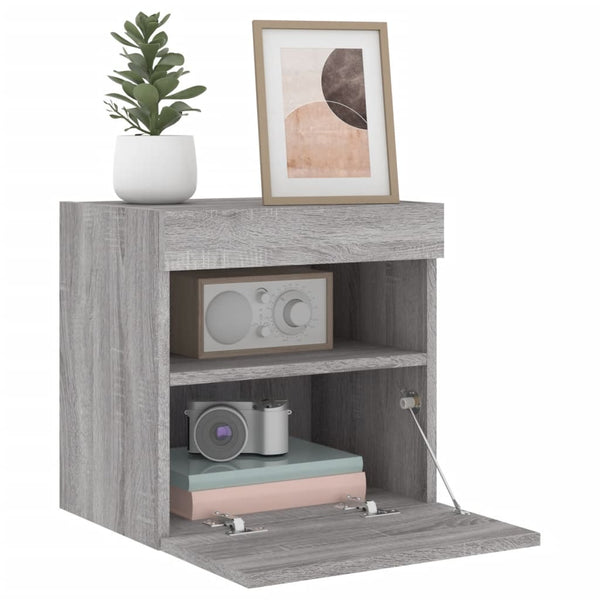 Grauer TV-Wandschrank mit LED