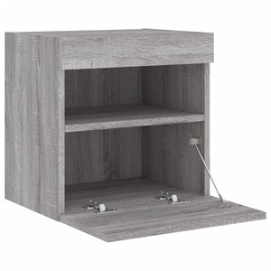 Grauer TV-Wandschrank mit LED