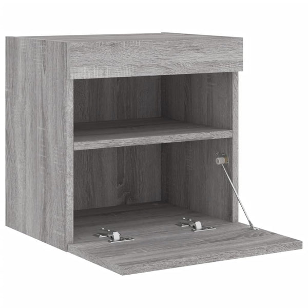Grauer TV-Wandschrank mit LED