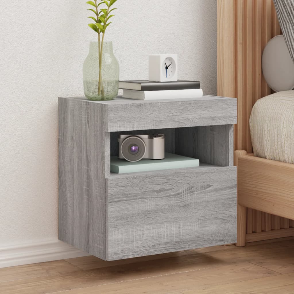 Grauer TV-Wandschrank mit LED