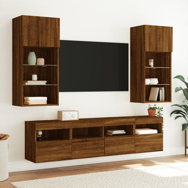 TV-Wandschrank mit LED Eichen-Optik
