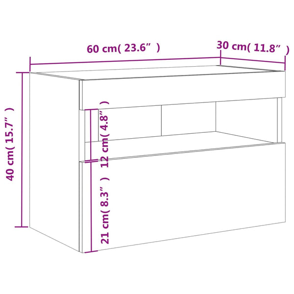 TV-Wandschrank mit LED Weiß 60x30x40 cm