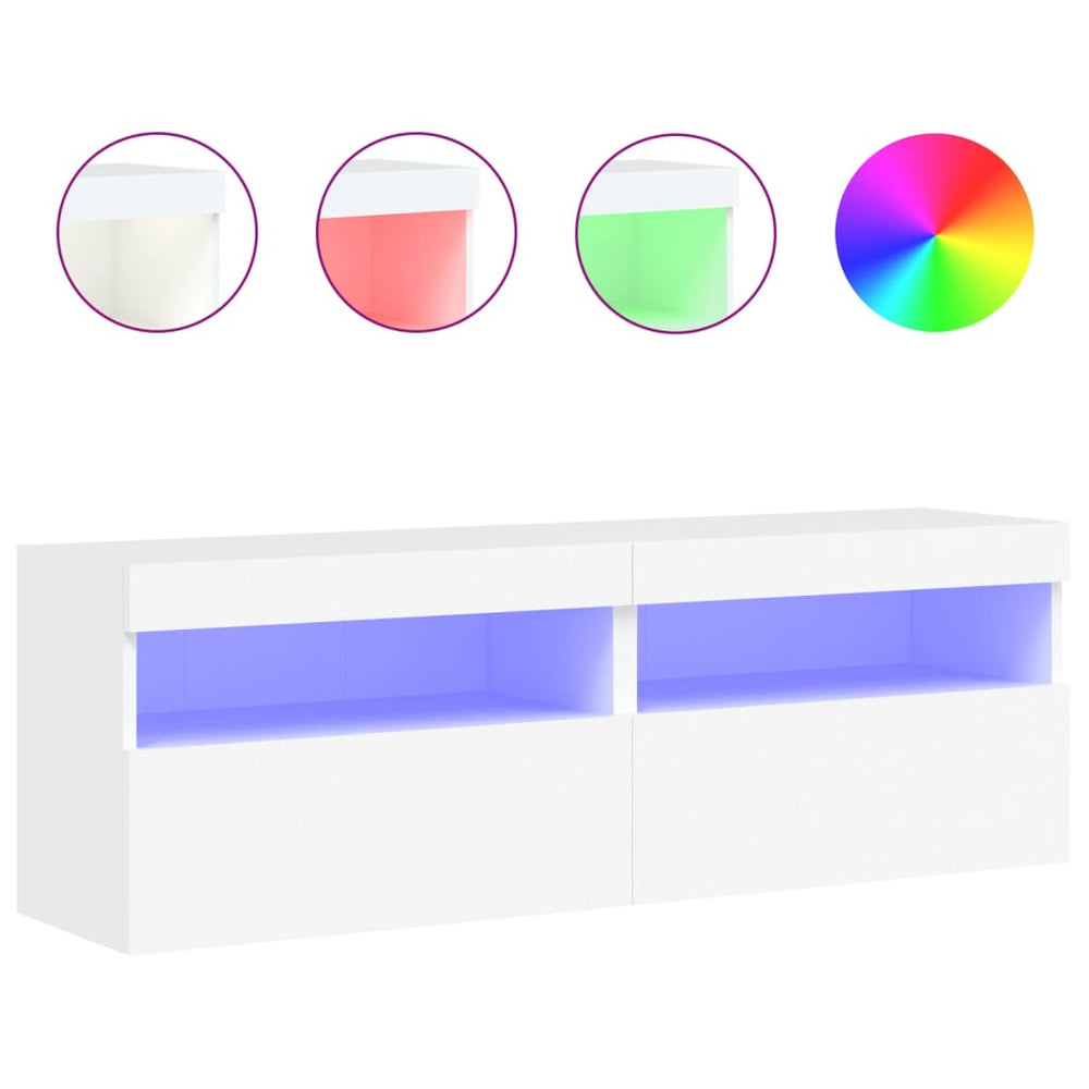 TV-Wandschränke mit LED, 2er Set, Weiß
