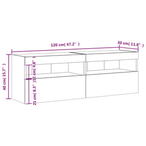 TV-Wandschränke mit LED, 2er Set, Weiß