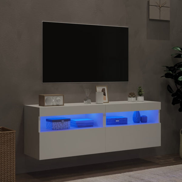 TV-Wandschränke mit LED, 2er Set, Weiß