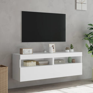 TV-Wandschränke mit LED, 2er Set, Weiß