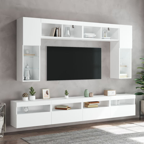 TV-Wandschränke mit LED, 2er Set, Weiß