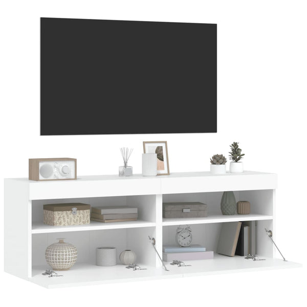 TV-Wandschränke mit LED, 2er Set, Weiß