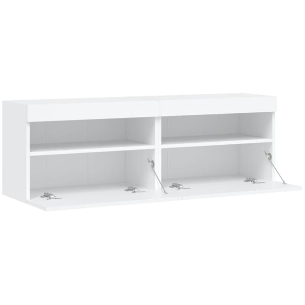 TV-Wandschränke mit LED, 2er Set, Weiß