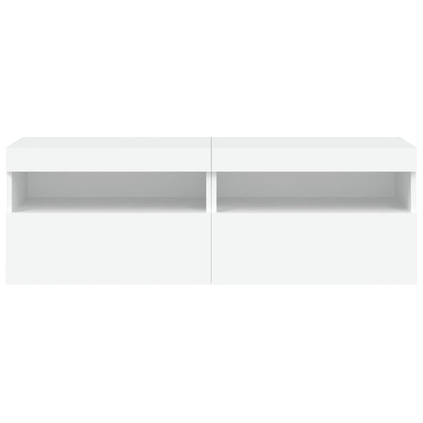 TV-Wandschränke mit LED, 2er Set, Weiß