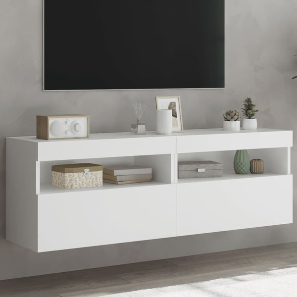 TV-Wandschränke mit LED, 2er Set, Weiß