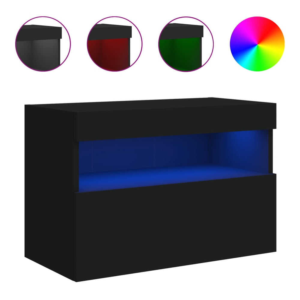 TV-Wandschrank Schwarz mit LED 60x30x40 cm