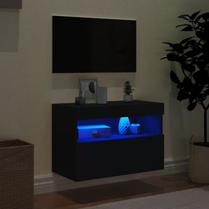 TV-Wandschrank Schwarz mit LED 60x30x40 cm