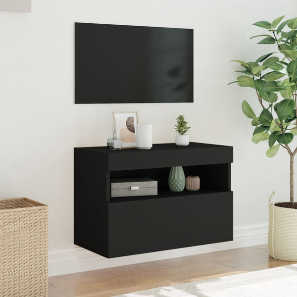 TV-Wandschrank Schwarz mit LED 60x30x40 cm