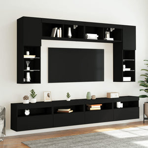 TV-Wandschrank Schwarz mit LED 60x30x40 cm