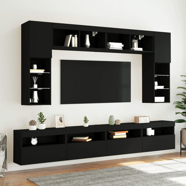 TV-Wandschrank Schwarz mit LED 60x30x40 cm