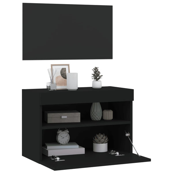 TV-Wandschrank Schwarz mit LED 60x30x40 cm