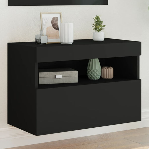 TV-Wandschrank Schwarz mit LED 60x30x40 cm