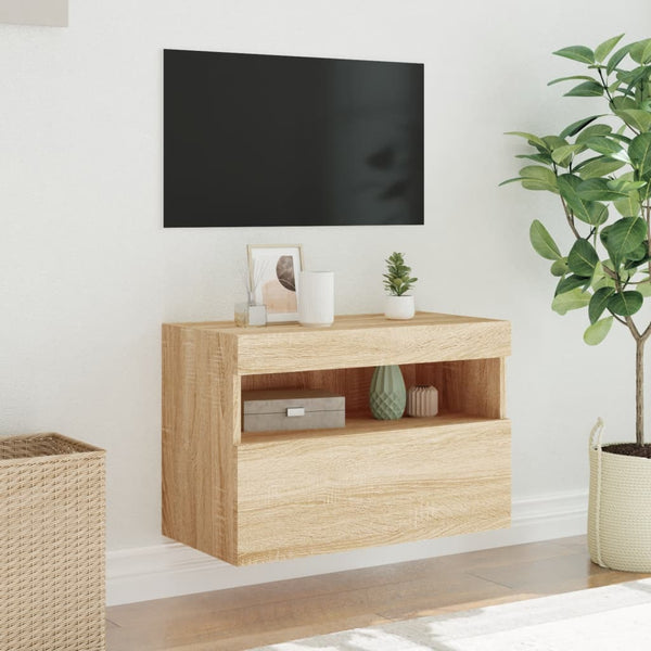 TV-Wandschrank mit LED Sonoma Eiche 60cm