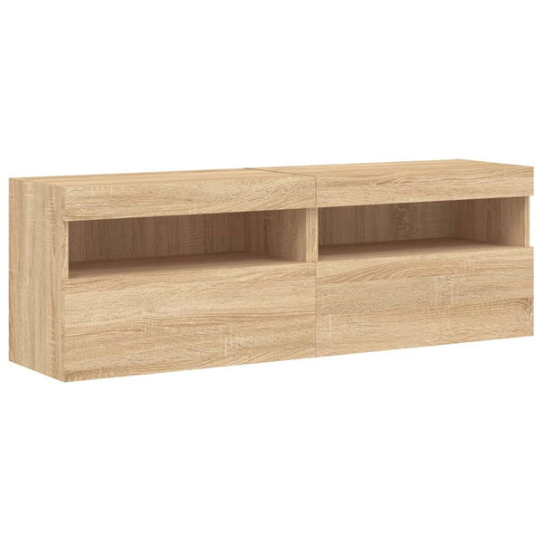 TV-Wandschränke mit LED Sonoma-Eiche 2er-Set