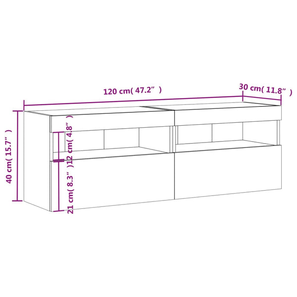 TV-Wandschränke mit LED Sonoma-Eiche 2er-Set
