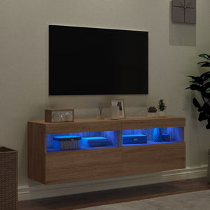 TV-Wandschränke mit LED Sonoma-Eiche 2er-Set