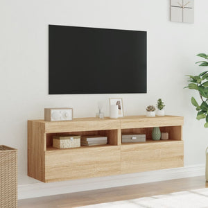 TV-Wandschränke mit LED Sonoma-Eiche 2er-Set
