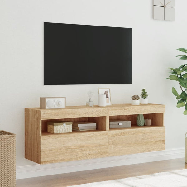 TV-Wandschränke mit LED Sonoma-Eiche 2er-Set
