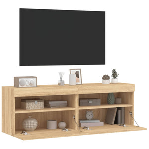 TV-Wandschränke mit LED Sonoma-Eiche 2er-Set