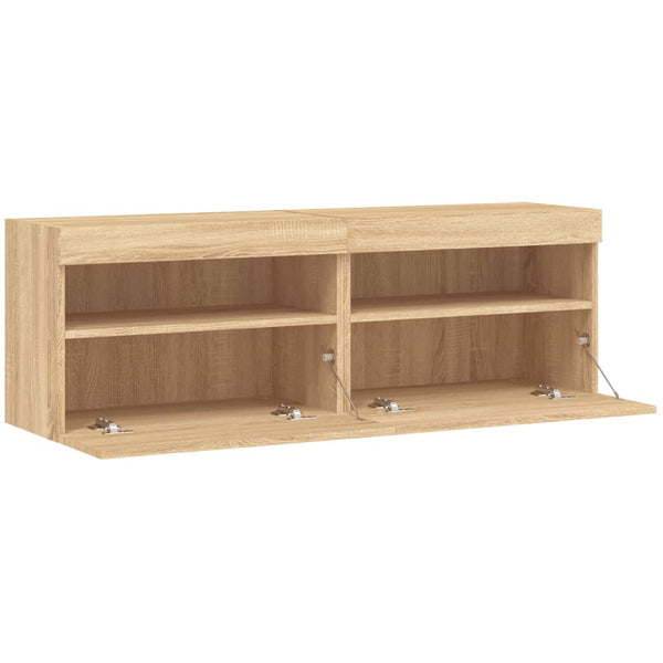 TV-Wandschränke mit LED Sonoma-Eiche 2er-Set