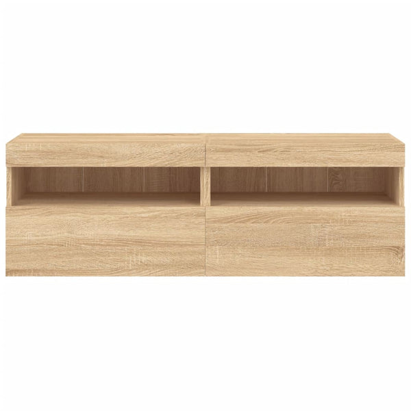 TV-Wandschränke mit LED Sonoma-Eiche 2er-Set