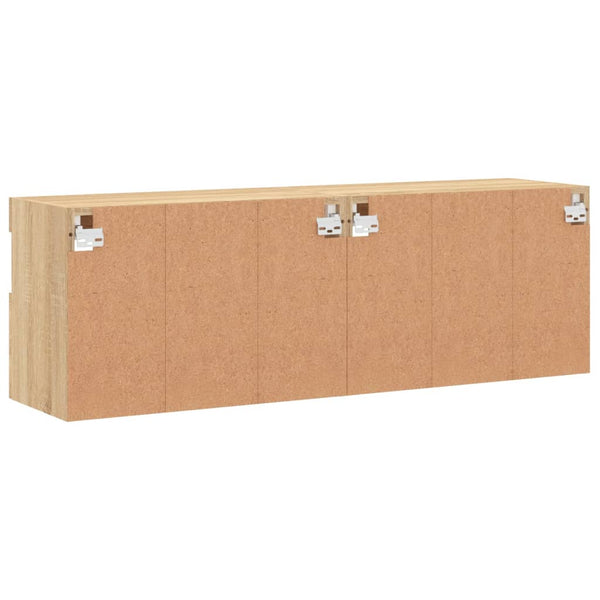 TV-Wandschränke mit LED Sonoma-Eiche 2er-Set