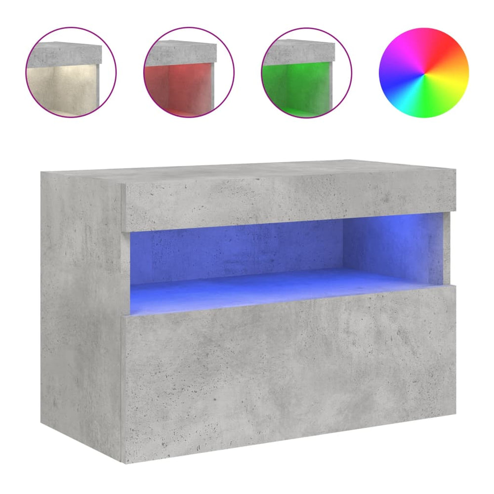 TV-Wandschrank mit LED Betongrau 60 cm