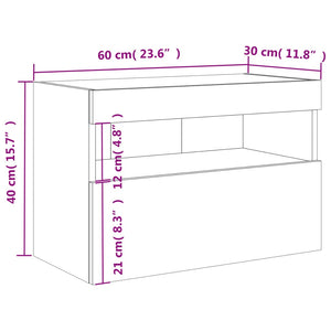 TV-Wandschrank mit LED Betongrau 60 cm