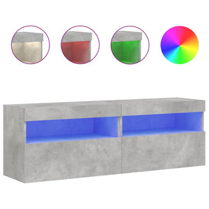 TV-Wandschränke mit LED Betongrau 60cm 2er-Set