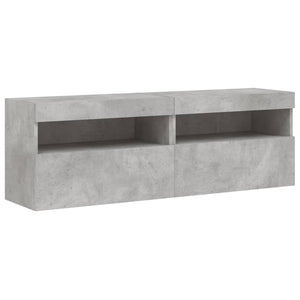 TV-Wandschränke mit LED Betongrau 60cm 2er-Set