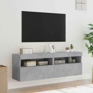 TV-Wandschränke mit LED Betongrau 60cm 2er-Set