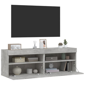 TV-Wandschränke mit LED Betongrau 60cm 2er-Set