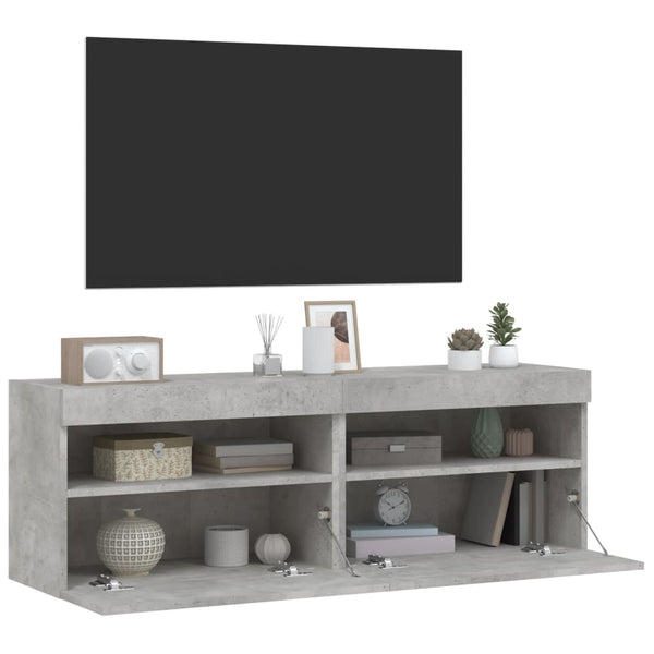 TV-Wandschränke mit LED Betongrau 60cm 2er-Set