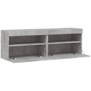 TV-Wandschränke mit LED Betongrau 60cm 2er-Set