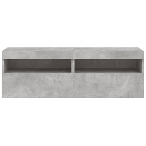 TV-Wandschränke mit LED Betongrau 60cm 2er-Set