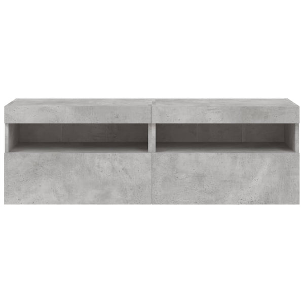 TV-Wandschränke mit LED Betongrau 60cm 2er-Set