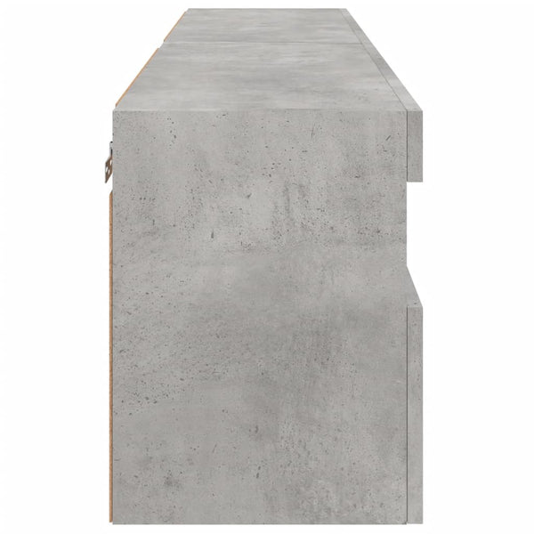 TV-Wandschränke mit LED Betongrau 60cm 2er-Set