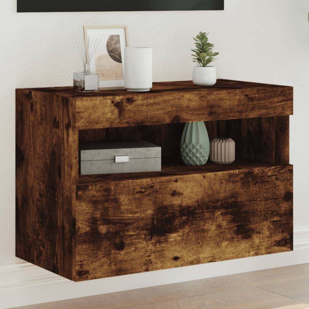 TV-Wandschrank Räuchereiche mit LED 60x30x40 cm