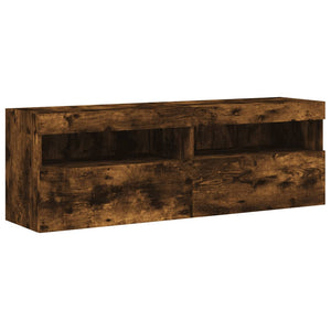 TV-Wandschränke mit LED Räuchereiche 60x30x40cm, 2er-Set