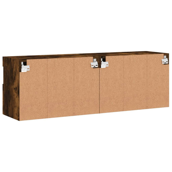 TV-Wandschränke mit LED Räuchereiche 60x30x40cm, 2er-Set